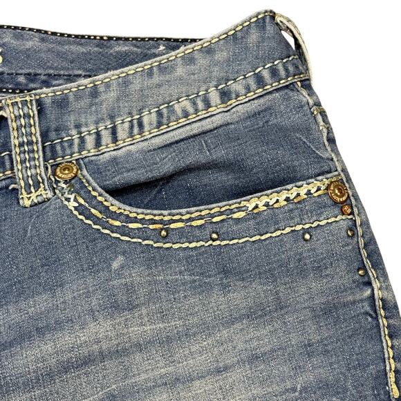 Rhythm in Blues Embroidered Pockets Stretch Blue Jeans Size 14 Reg‎ *(36x29)* - Picture 12 of 13